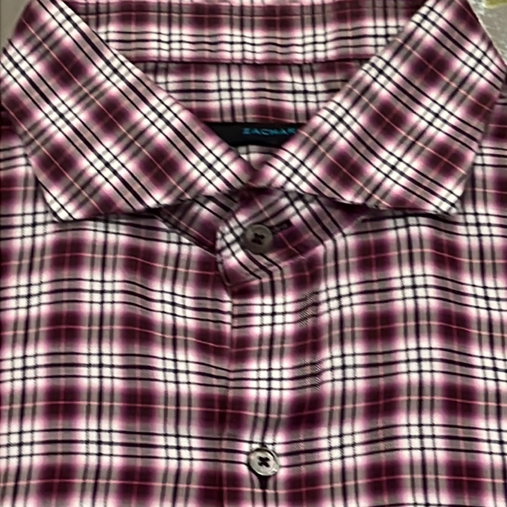 Gorgeous double extra large Zachary pro luxurious cotton dress shirt purple brwn
